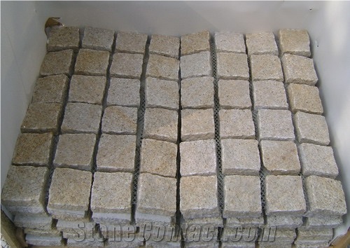 G682 Granite Cobble on Mesh