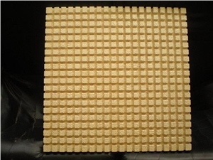 10 Squares Engrave Beige Marble Mosaic