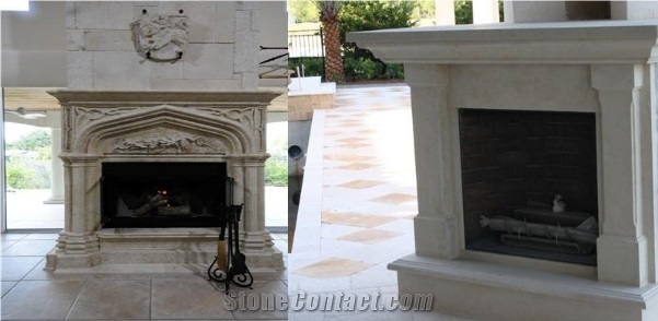 White Marble Carved Fireplace