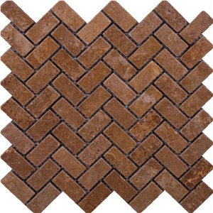 Noce Travertine Mosaic,Brown Travertine