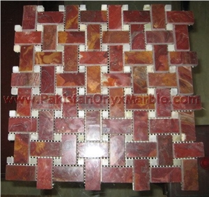 Pakistan Red Onyx Mosaic Tile