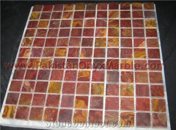 Pakistan Red Onyx Mosaic Tile
