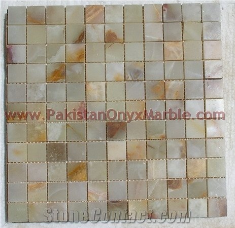 Polished Light Green Onyx Mosaic Tiles