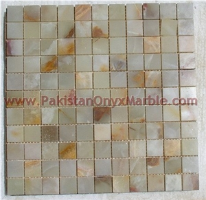 Polished Light Green Onyx Mosaic Tiles