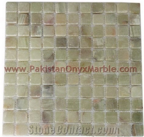 Polished Light Green Onyx Mosaic Wall Tiles