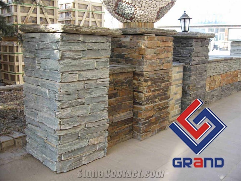 Grey Slate Cultured Stone Gate Post,Ledge Stone,Stone Veneer, Corner Stone