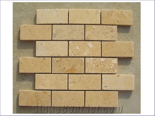 Yellow Limestone China Brick Mosaic
