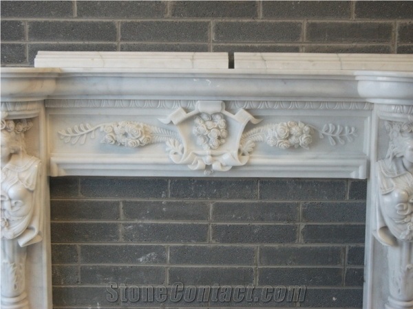 Hand Carved White Anatolian Marble Fireplace (16th