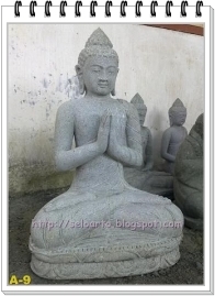 Grey Granite Sitting Budha Sculpture