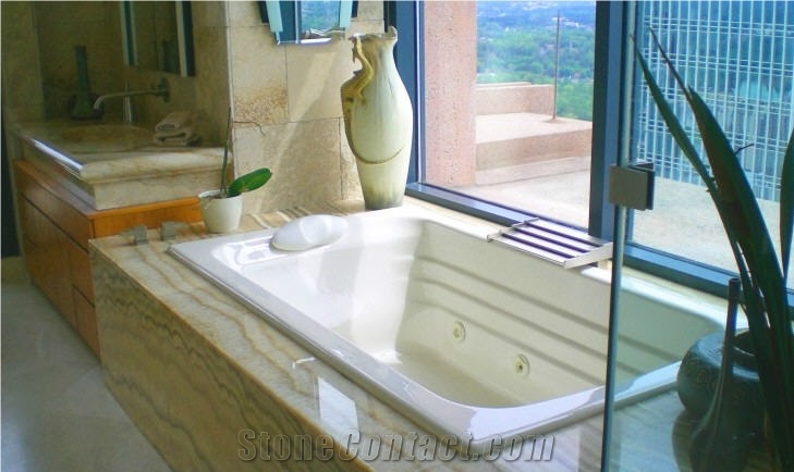 Onyx Pina Bath Tub Surround, Pina Yellow Onyx