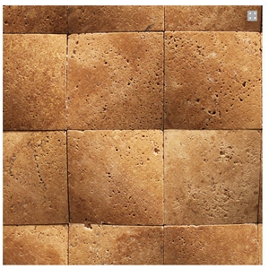 Noce Travertine Mosaic, 3d Basket Wave, Brown Travertine