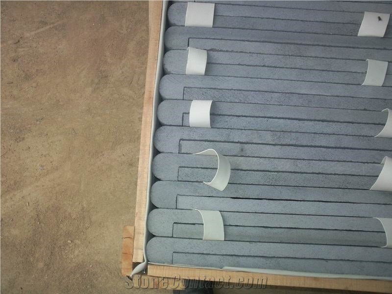 Sandblasted & Drop Face Bullnose Swimming Pool Coping Tiles, Grey Basalt Swimming Pool Coping, Andesite Rebated Pool Coping Tiles