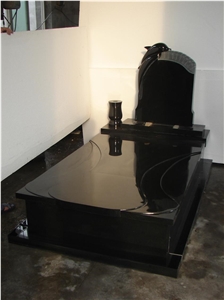 China Black Tombstone, Hebei Black Granite Monument-Cross Covers Kerbset-Carved Statue Headstone-Europe Gravestone