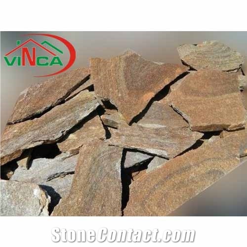 Maron Rustic Gneiss Flagstone Tiles
