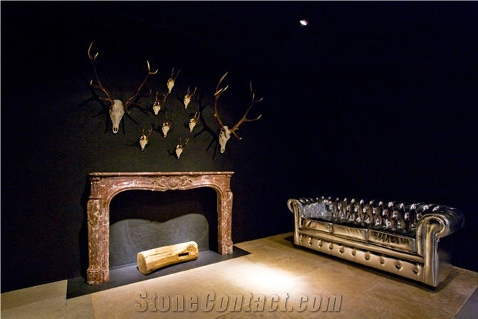 Red Marble Fireplace