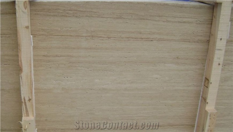 Classic Light Travertine Vein Cut Slab