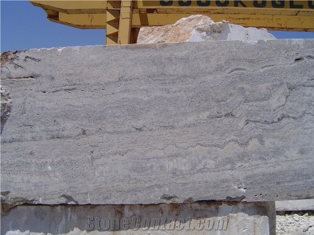 Silver Travertine Vein Cut Slab,Ash Travertine Slab