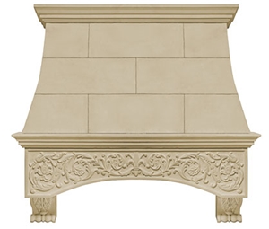 Carved Stone Range Hood: the Chambord, Beige Limestone Kitchen Accessories