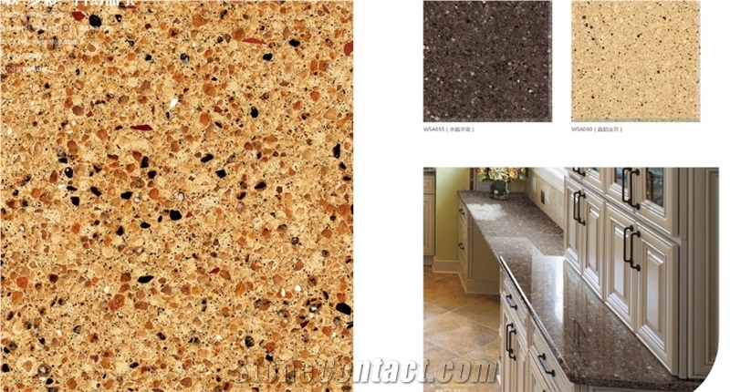 Yellow Quartz Stone Kitchen Cabinet Tops,Work Top