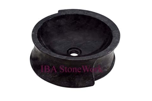 Black Java Round Sink, Java Black Marble