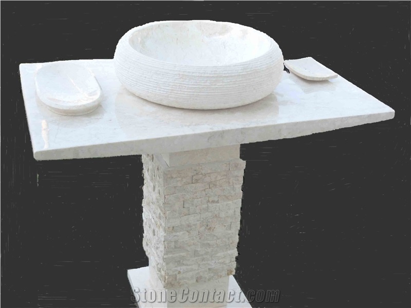 Basin and Vanity, Java Royal Beige Marble Bath Tops