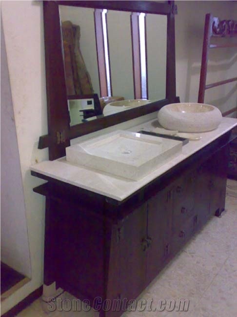 Basin and Vanity, Java Royal Beige Marble Bath Tops