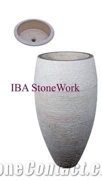 Royal Beige Marble Pedestal Sinks, Basins