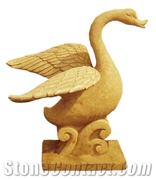 Sandstone Swan, Yellow Sandstone Sculpture, Statue