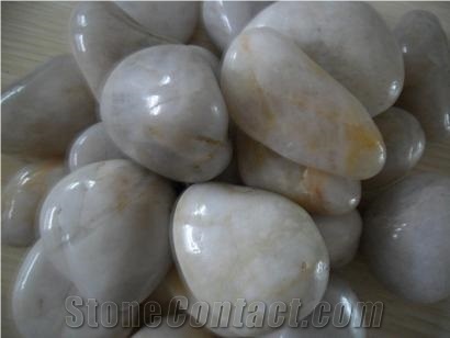 Polished Flat River Rock, Pebble White Marble Pebble, Gravel