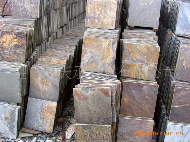 Yellow Slate Tiles, China Rusty Slate