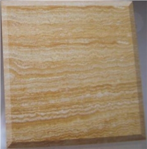 Golden Silk Travertine Block, Iran Yellow Travertine
