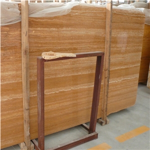 Golden Silk Travertine Block, Iran Yellow Travertine