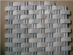 Natural Stone Mosaic, White Travertine Mosaic Natural Stone Mosaic, White Travertine Mosaic