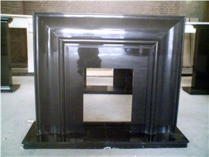 Carving Stone Fireplace Mantel, Black Granite Fireplace Mantel