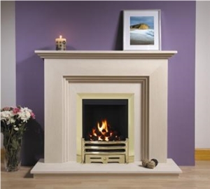 Contemporary Stone Fireplace Mantel,Cream Stone Marble Fireplace Mantel