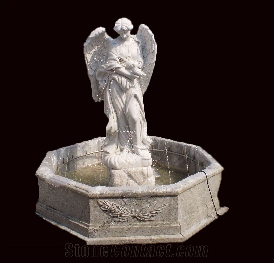 Figure Statued Beige Garden Fountain