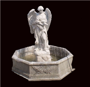 Figure Statued Beige Garden Fountain