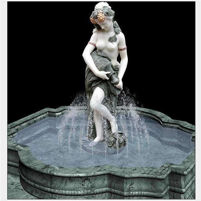 Figure Statued Beige Garden Fountain