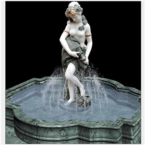 Figure Statued Beige Garden Fountain