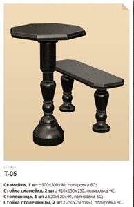 Granite Table and Bench for Cemetery, Black Granite Bench