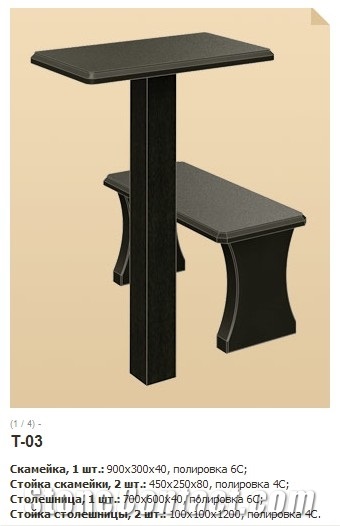 Granite Table and Bench for Cemetery, Black Granite Bench