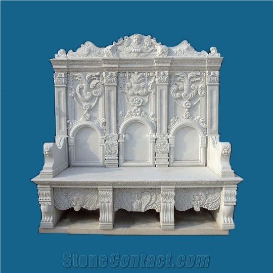 Marble Stone Bench, White Marble Furniture