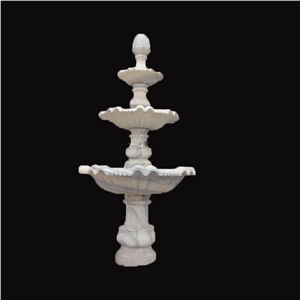 Three Tiers Stone Water Fountain, Stone Beige Marble Fountain