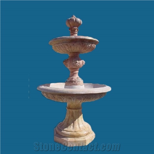Three Tiers Stone Water Fountain, Stone Beige Marble Fountain