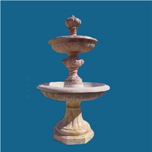 Three Tiers Stone Water Fountain, Stone Beige Marble Fountain
