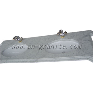 Marble Vanity Top with Double Upc Ceramic Sink And, Beige Marble Vanity Top