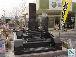 Japanese Style Monument ,Black Granite Tombstone