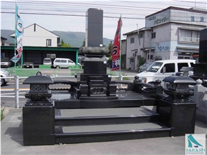 Japanese Style Monuments,Black Granite Tombstone