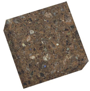 Granite-Look Quartz Surfaces Slabs and Prefabricated Tops with Coffee Brown Spots