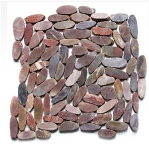 Red Sliced Stand Pebble on Mesh